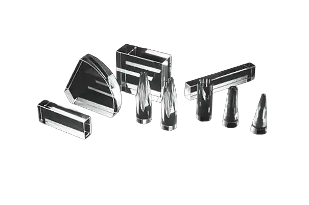 Sapphire and Fused Silica Blocks and Light Waveguides ("Light Ducts")
